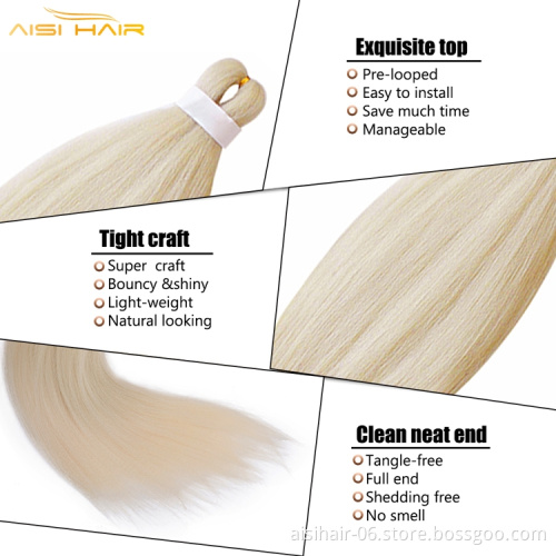 Aisi Hair Multi Color 20 26 Inch Easy Braids Synthetic Yaki Fiber Hair Bulk Jumbo Crochet Pre Stretched Synthetic Braiding Hair